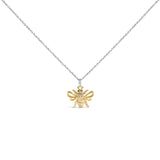 14K Yellow Gold Plated Sterling Silver Diamond Accent Bee Pendant Necklace-0 thumbnail 1
