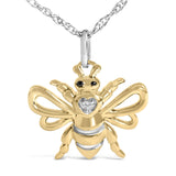 14K Yellow Gold Plated Sterling Silver Diamond Accent Bee Pendant Necklace-1 thumbnail 2