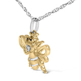 14K Yellow Gold Plated Sterling Silver Diamond Accent Bee Pendant Necklace-3 thumbnail 4