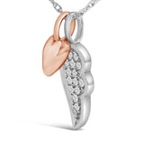 14K Rose Gold Plated Sterling Silver 1/10 Cttw Diamond Heart & Wing Pendant Necklace-3 thumbnail 4