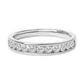 14K gold ring with 11 round diamond stones in a channel set band