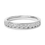 14K gold ring with 11 round diamond stones in a channel set band thumbnail 1