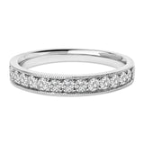 14K gold ring with round diamond stones and milgrain edge detail thumbnail 1