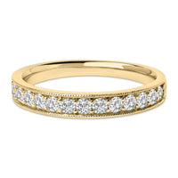 14K Gold 1/2 Cttw Round Diamond Milgrain Wedding Band