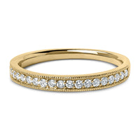 14K Gold 1/4 Cttw Round Diamond Milgrain Wedding Band