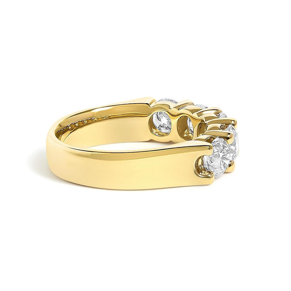 14K Gold 2.0 Cttw Round Diamond Five-Stone Band Ring
