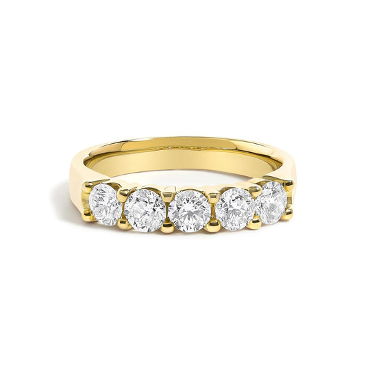 14K Gold 1.00 Cttw Diamond 5 Stone Band Ring-0