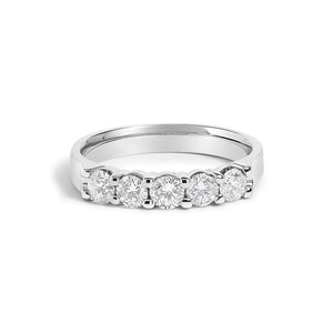 14K Gold 3/4 Cttw Diamond 5 Stone Band Ring-1