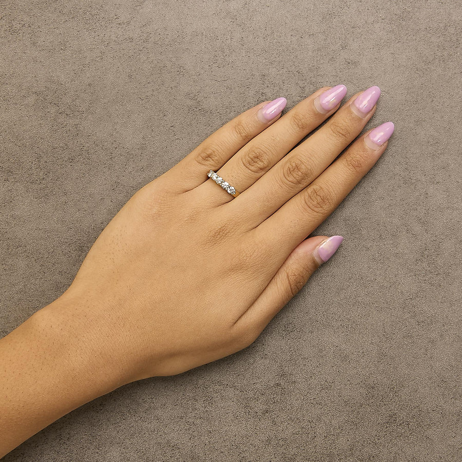 14K Gold 3/4 Cttw Diamond 5 Stone Band Ring