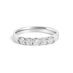 14K Gold 1/2 Cttw Round Diamond 5 stone Classic Band - Size 6.5-1