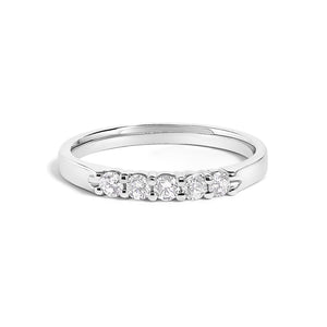 14K Gold 1/4 Cttw  Diamond 5 Stone Band Ring-1