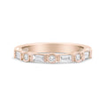 14K rose gold ring with baguette and round diamond stones