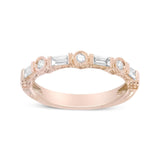 14K Rose Gold 3/8 Cttw Baguette and Round Diamond Bridal Band - (H-I Color, VS1-VS2 Clarity)-1 thumbnail 2