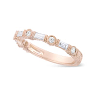14K Rose Gold 3/8 Cttw Baguette and Round Diamond Bridal Band - (H-I Color, VS1-VS2 Clarity)