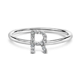 10K White Gold Diamond Accent Initial “A-Z” Ring-22 thumbnail 9