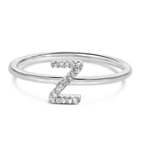 10K White Gold Diamond Accent Initial “A-Z” Ring-0 thumbnail 1