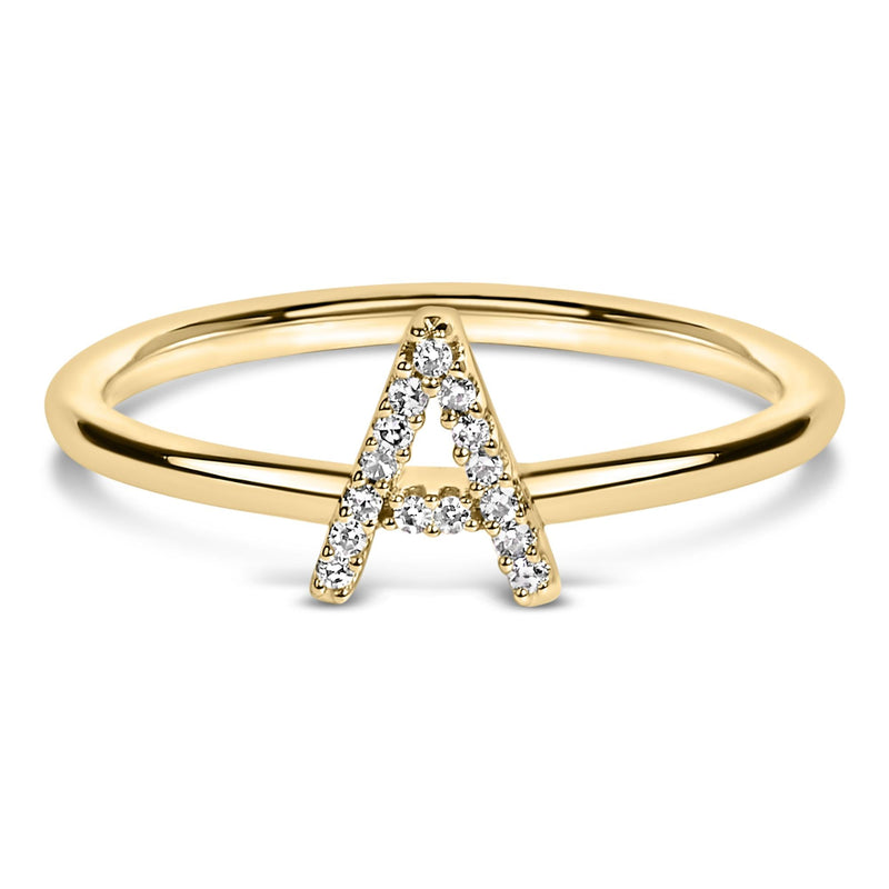 10K Yellow Gold Diamond Accent Initial “A-Z” Ring-5