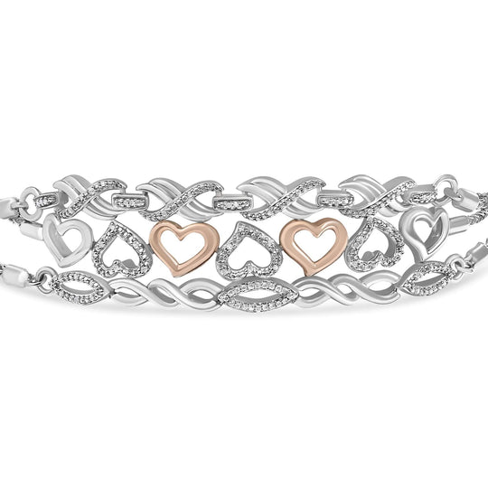 925 sterling silver 3 piece bolo bracelet set with diamond accent stones