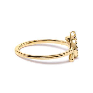 10K Yellow Gold 1/10 Cttw Diamond Leaf and Branch Ring (H-I Color, I1-I2 Clarity)-1