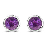 .925 Sterling Silver 6MM Bezel Set Created Gemstone Solitaire Stud Earrings-6 thumbnail 7