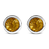 .925 Sterling Silver 6MM Bezel Set Created Gemstone Solitaire Stud Earrings-7 thumbnail 8