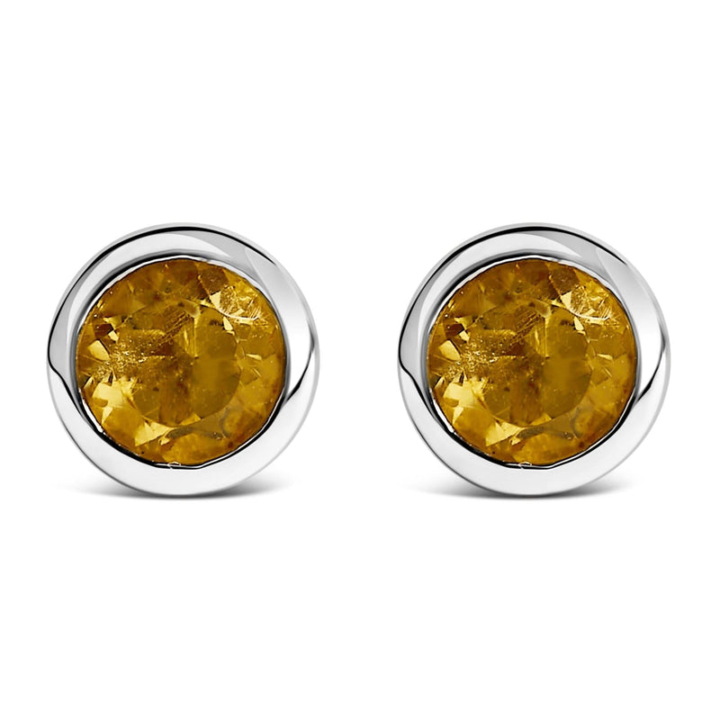 .925 Sterling Silver 6MM Bezel Set Created Gemstone Solitaire Stud Earrings-7