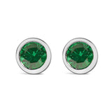 .925 Sterling Silver 6MM Bezel Set Created Gemstone Solitaire Stud Earrings-4 thumbnail 5