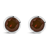 .925 Sterling Silver 6MM Bezel Set Created Gemstone Solitaire Stud Earrings-3 thumbnail 4