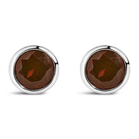 .925 Sterling Silver 6MM Bezel Set Created Gemstone Solitaire Stud Earrings