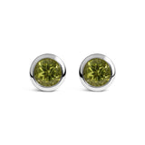 .925 Sterling Silver 6MM Bezel Set Created Gemstone Solitaire Stud Earrings-2 thumbnail 3