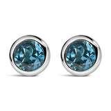 925 sterling silver ring with bezel set created gemstone solitaire thumbnail 1