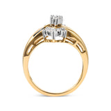 10K Two-Toned 1/2 Cttw Round And Baguette-Cut Composite Pear Head Diamond Ring (H-I Color, I2-I3 Clarity)-3 thumbnail 4