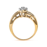 10K Yellow Gold 1/2 Cttw Round And Baguette-cut Diamond Cluster Head and Channel Set Shank Ring (H-I Color, I1-I2 Clarity)-3 thumbnail 4