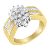 10K Yellow Gold 1.0 Cttw Marquise Composite Diamond Cluster Cocktail Ring (H-I Color, SI2-I1 Clarity)-3 thumbnail 4