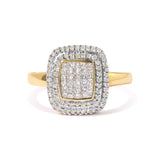 10K Yellow Gold 1/2 cttw Round and Princess Diamond Composite Head and Halo Ring (H-I Color, SI1-SI2 Clarity)-3 thumbnail 4
