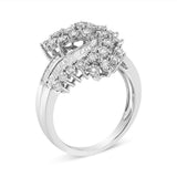10K White Gold 1/2 Cttw Round and Baguette-Cut 