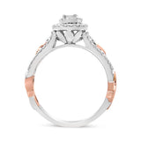 14K Rose Gold Plated .925 Sterling Silver 1/2 Cttw Round Diamond Double Frame Cross-Over Split Shank Engagement Ring (I-J Color, I2-I3 Clarity)-3 thumbnail 4