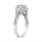 .925 Sterling Silver 1/3 Cttw Miracle Set Round-Cut Diamond Cocktail Ring (H-I Color, I1-I2 Clarity)-3 thumbnail 4