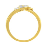 14K Yellow Gold Plated .925 Sterling Silver 1/4 Cttw Diamond Interlocking Loop Open Shank Bypass Ring (I-J Color, I1-I2 Clarity)-3 thumbnail 4