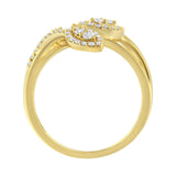10K Yellow Gold 1/2 Cttw Round-Cut Diamond Layered Crossover Triple Leaf Bypass Ring (I-J Color, I1-I2 Clarity)-3 thumbnail 4