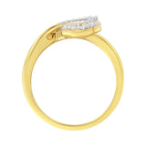 10K Yellow Gold 3/8 Cttw Round and Baguette-Cut Diamond Leaf Cocktail Ring (I-J Color, I1-I2 Clarity)-3 thumbnail 4