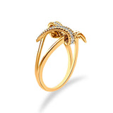 14K Yellow Gold Plated .925 Sterling Silver 1/4 Cttw Diamond Interlocking Bypass Ring (I-J Color, I1-I2 Clarity)-3 thumbnail 4