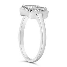 .925 Sterling Silver 1/5 Cttw Invisible Set Princess Cut Diamond Promise Ring with Beaded Halo (H-I Color, I1-I2 Clarity)-3