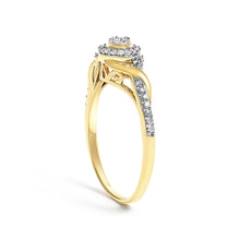 10K Yellow Gold 1/10 Cttw Diamond Swirl and Halo Promise Ring-3