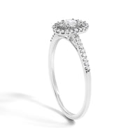 14K White Gold 1/5 Cttw Diamond Oval Shape With Halo Engagement Ring