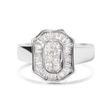 14K White Gold 1.00 Cttw Baguette and Princess-Cut Diamond Cocktail Art Deco Style Ring (H-I Color, SI1-SI2 Clarity)-3 thumbnail 4