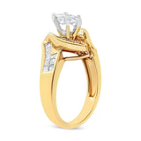 14K Yellow Gold Princess, Baguette, and Pie cut Diamond Marquise Shaped Ring (1 1/4 Cttw, G-H Color, SI1-SI2 Clarity)-3 thumbnail 4