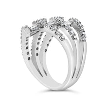 18K White Gold 1 3/4 Cttw Diamond Multi Crossover and Split Shank Cocktail Ring-3