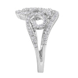 14K White Gold Round Cut Diamond Cluster Ring (1/2 cttw, SI1-SI2 Clarity, H-I Color)-3 thumbnail 4