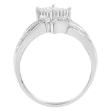 10K White Gold 1/3 Cttw Princess and Baguette Cut Diamond Bypass Style Cocktail Ring (I-J Color, I1-I2 Clarity)-3 thumbnail 4